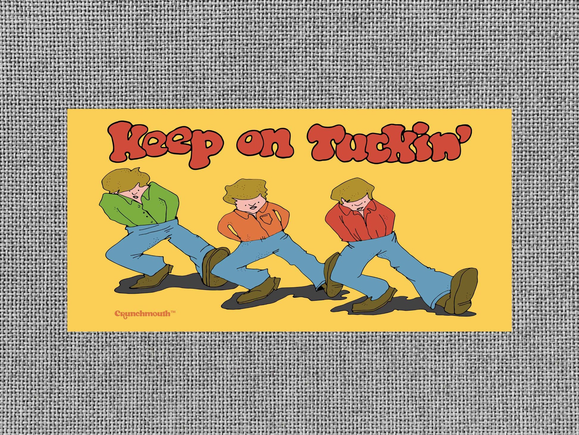 keep on tuckin' bumper sticker, funny bumper stickers, gray textured background