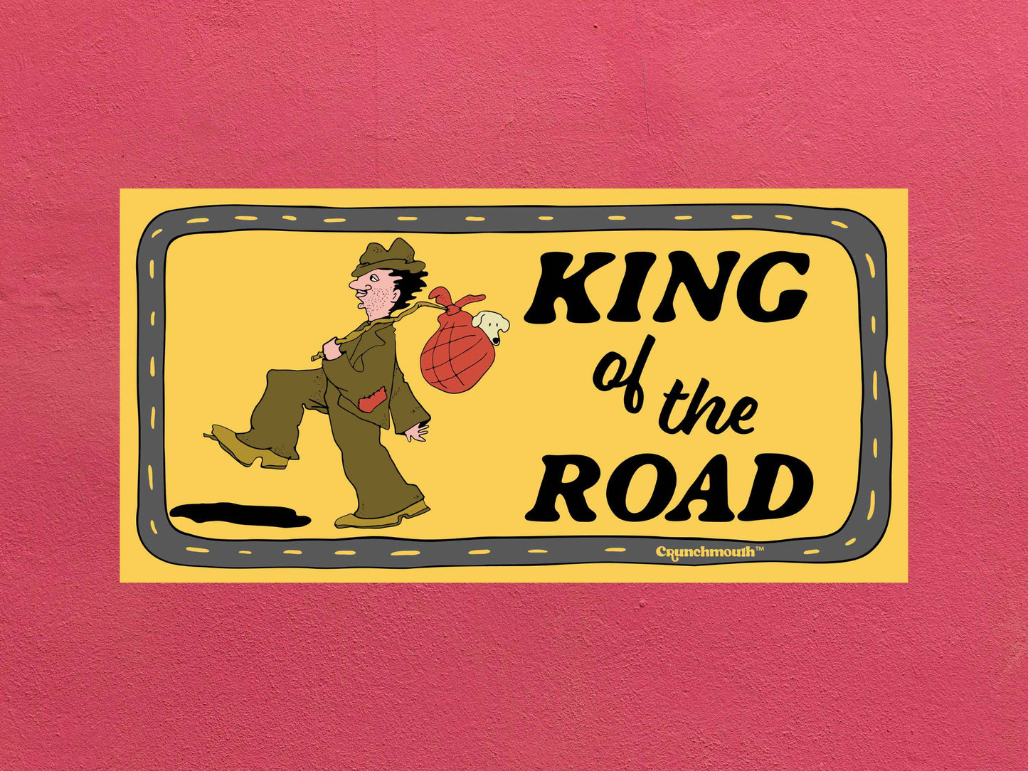 king of the road bumper sticker, hippie bumper stickers, rose textured background