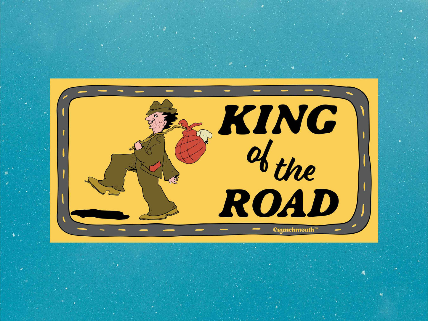 king of the road bumper sticker, hippie bumper stickers, blue sky background