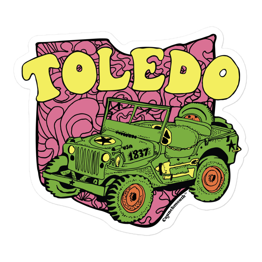 toledo ohio retro road trip waterproof vinyl sticker