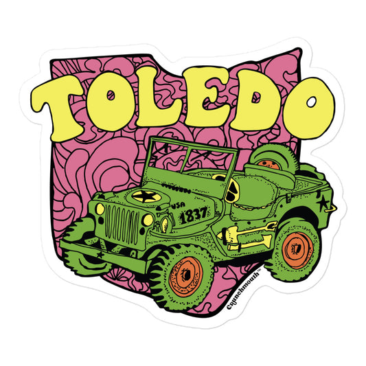 toledo ohio retro road trip waterproof vinyl sticker