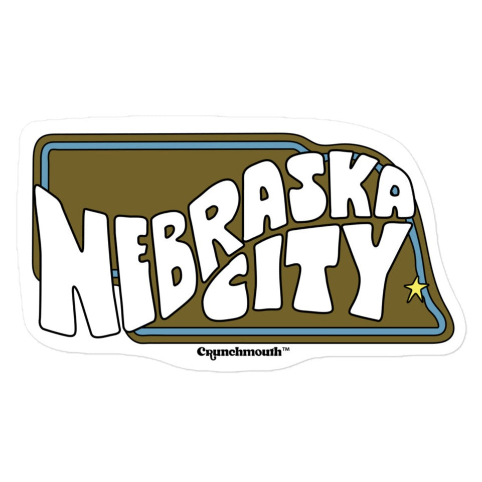 Nebraska City Vinyl Sticker, Waterproof Bumper Sticker, Use on Car, Water Bottle, Laptop