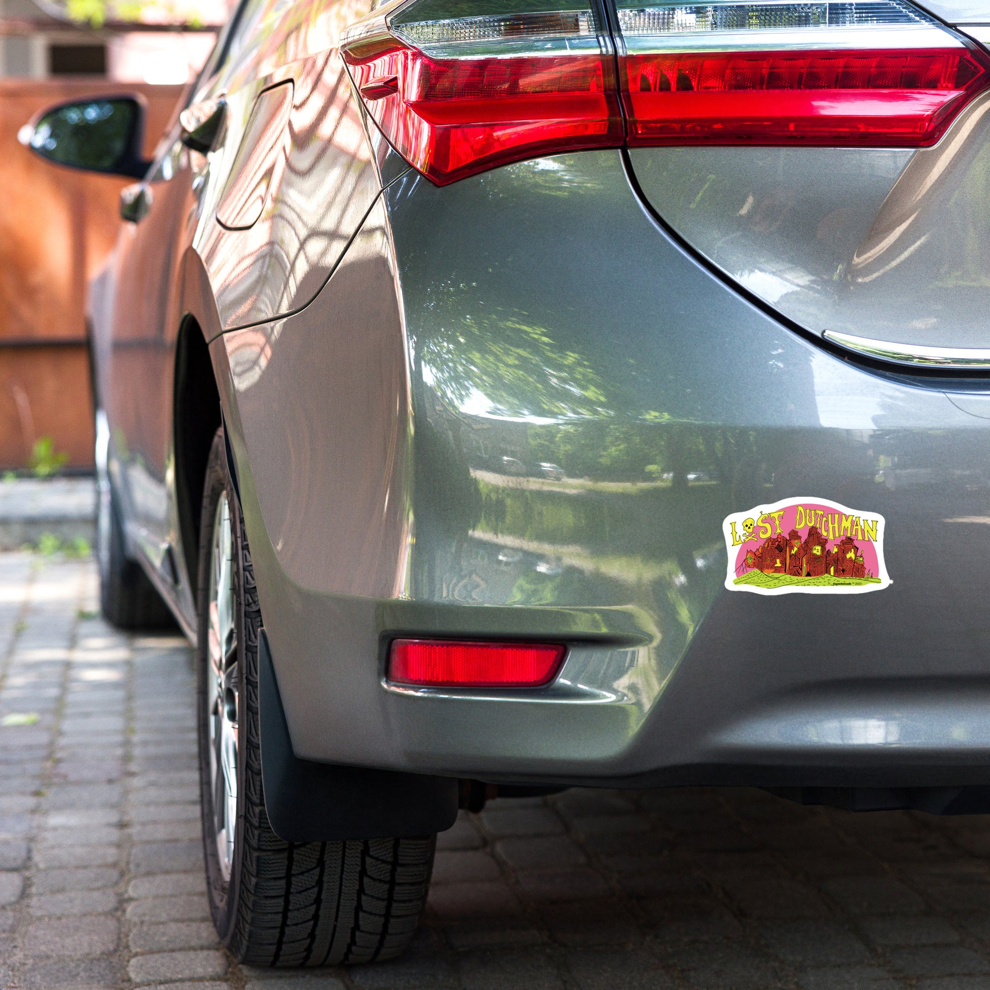 lost dutchman state park mesa az vinyl sticker displayed on rear bumper of car