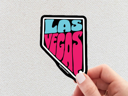 las vegas sticker, travel luggage stickers, hand display, white textured background