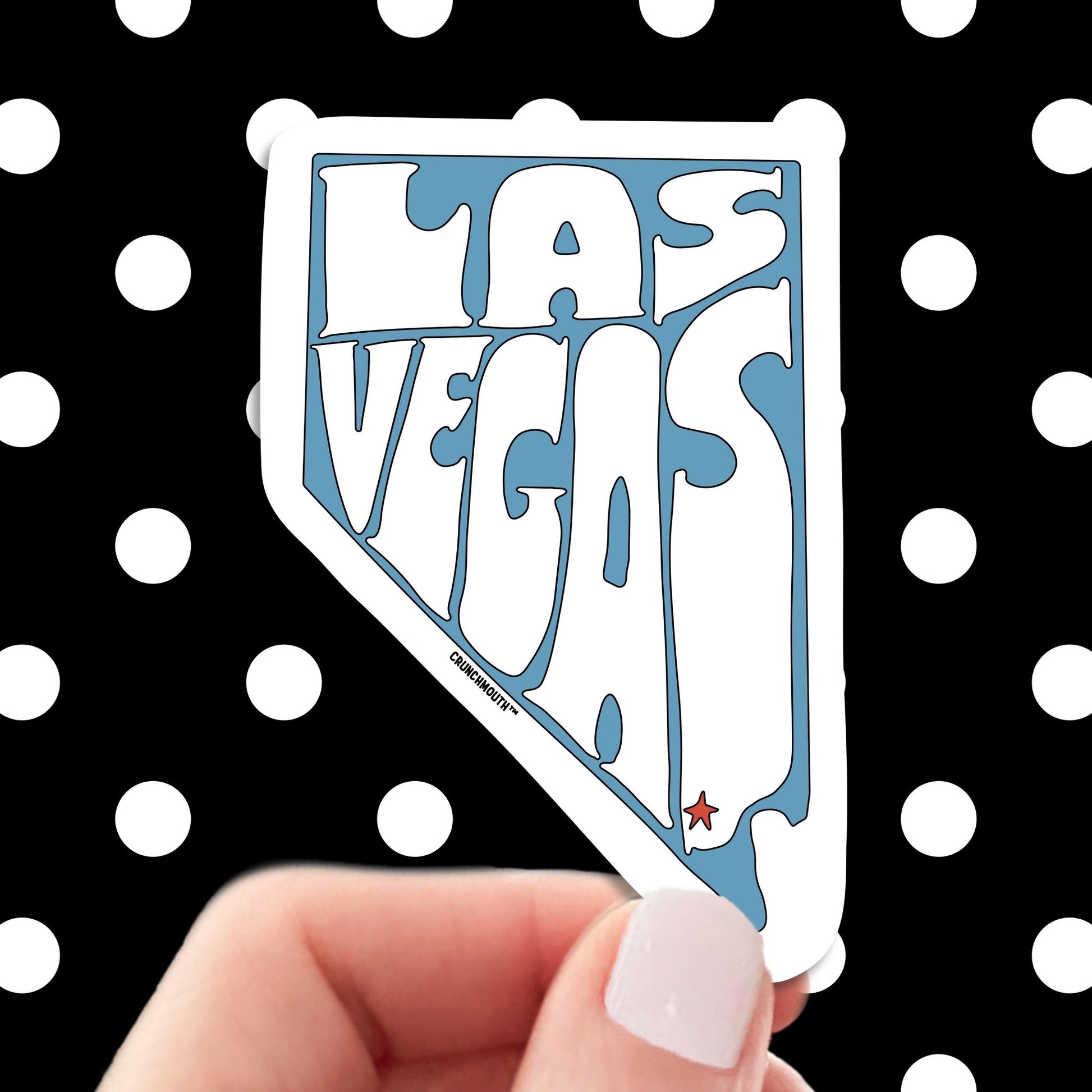 las vegas travel luggage sticker, hand display, polka dots pattern design background