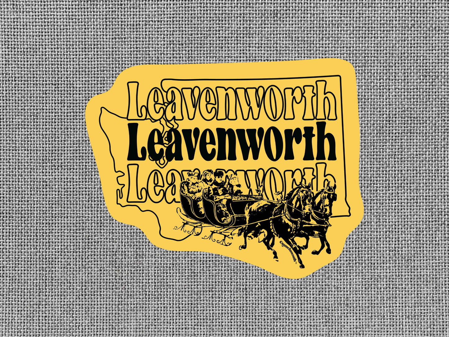 leavenworth sticker, travel luggage stickers, gray textured background