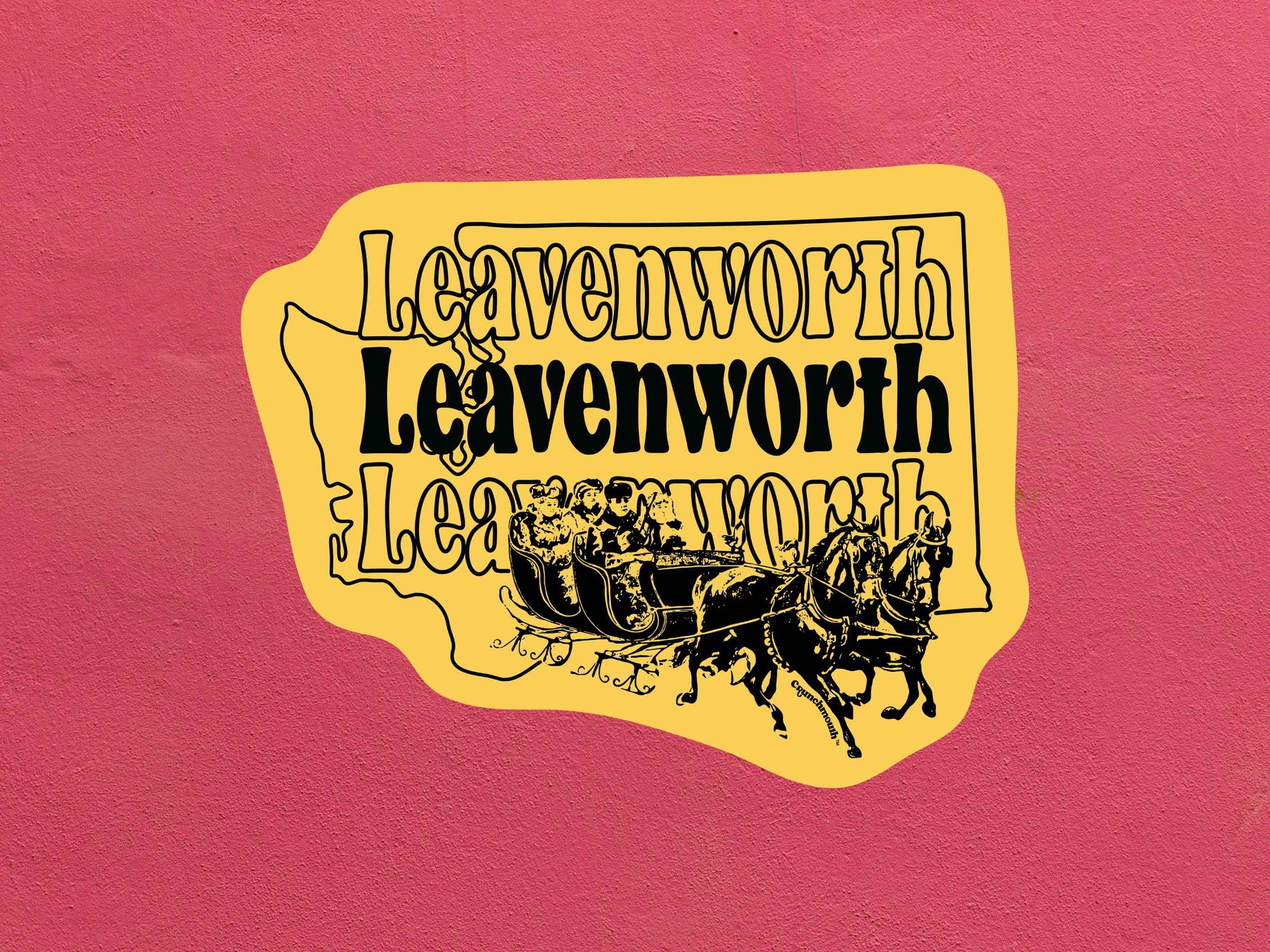 leavenworth sticker, travel luggage stickers, rose textured background