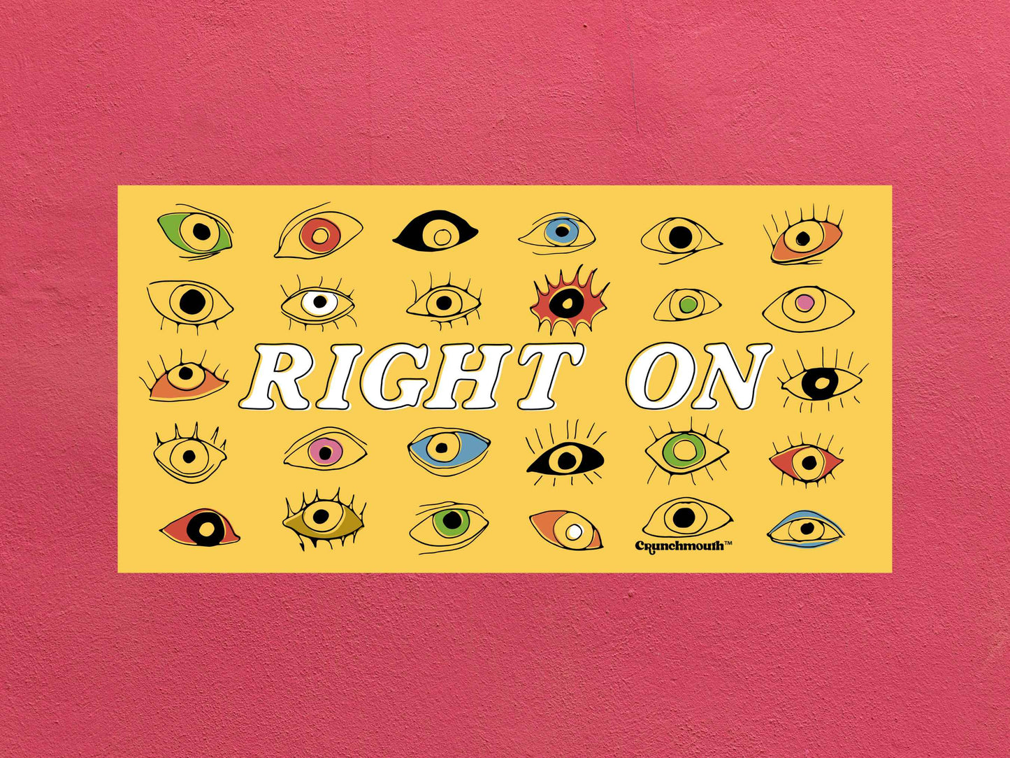 let thine eyes look right on bumper sticker, rose color textured background