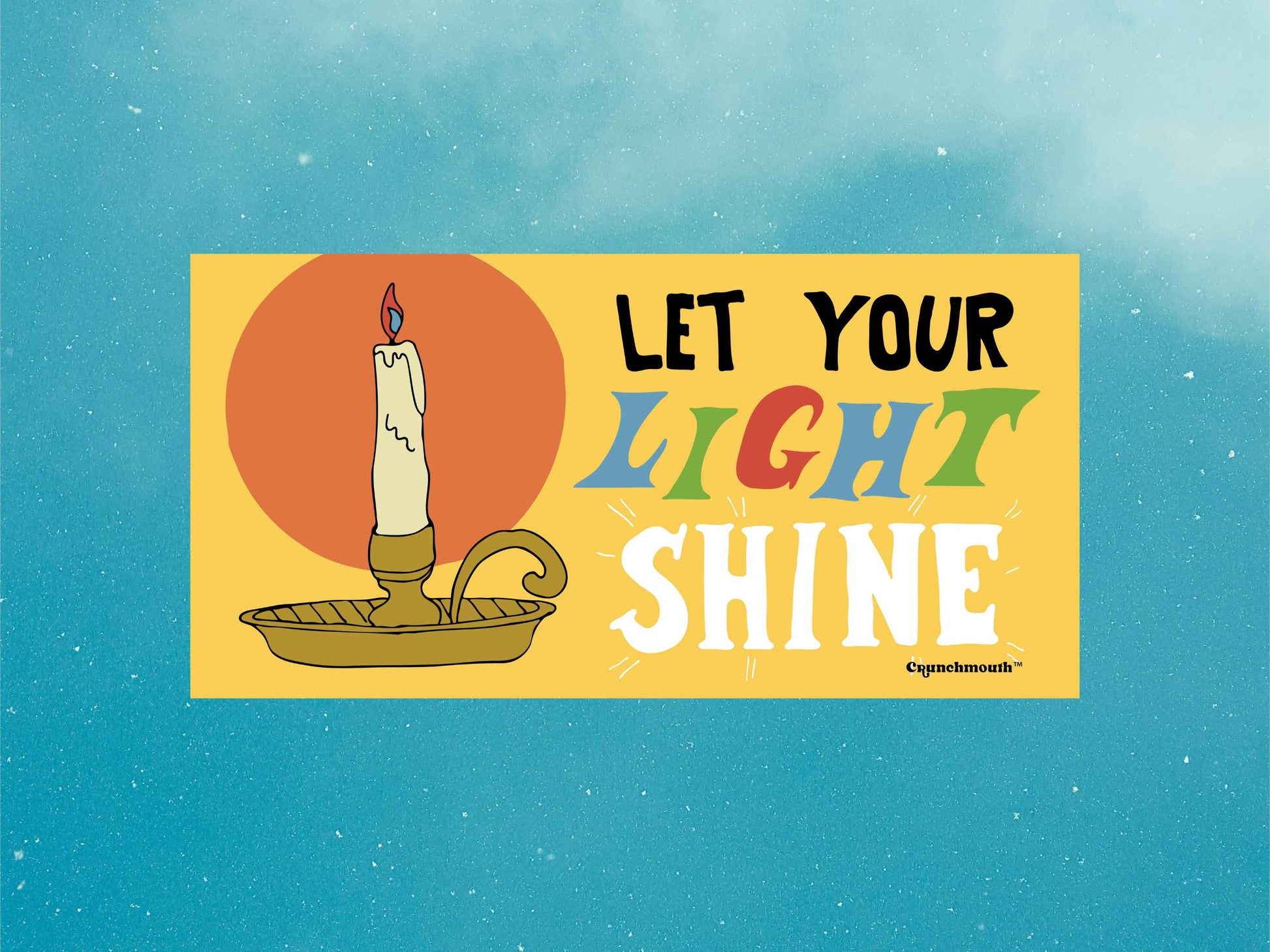 let your light shine, Christian bumper sticker, blue sky background