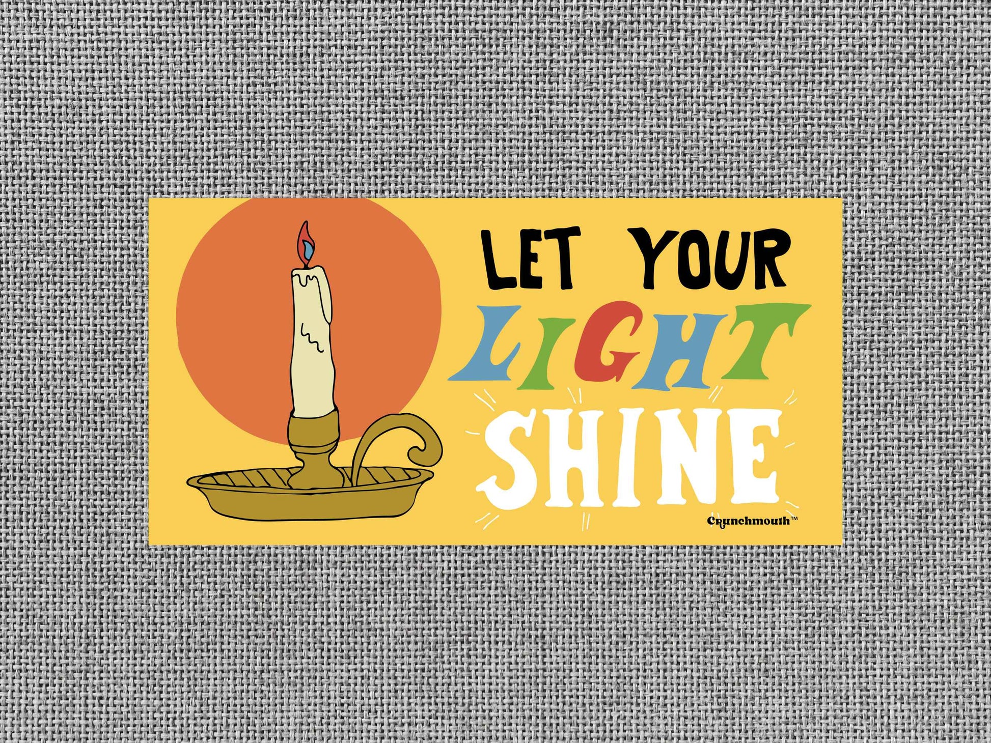 let your light shine, Christian bumper sticker, gray textured background