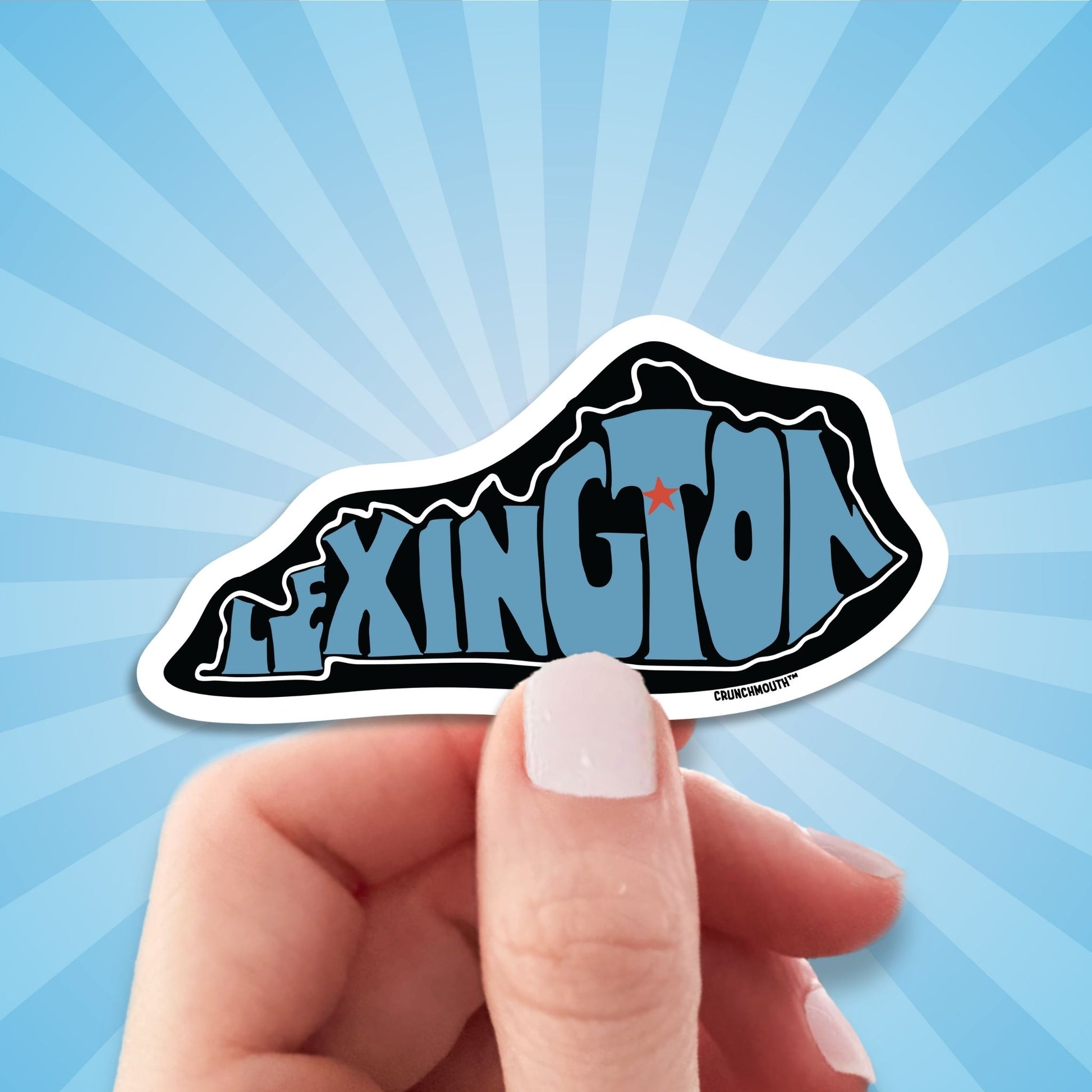 -lexington travel luggage sticker, hand display, sun rays design background