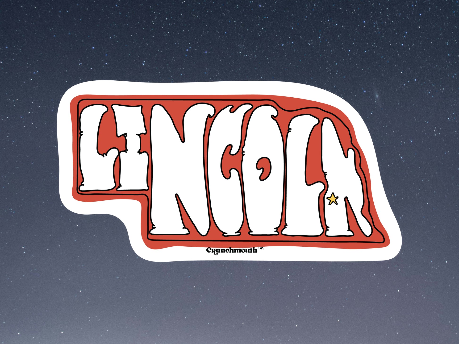 lincoln ne vinyl sticker, starry night sky background