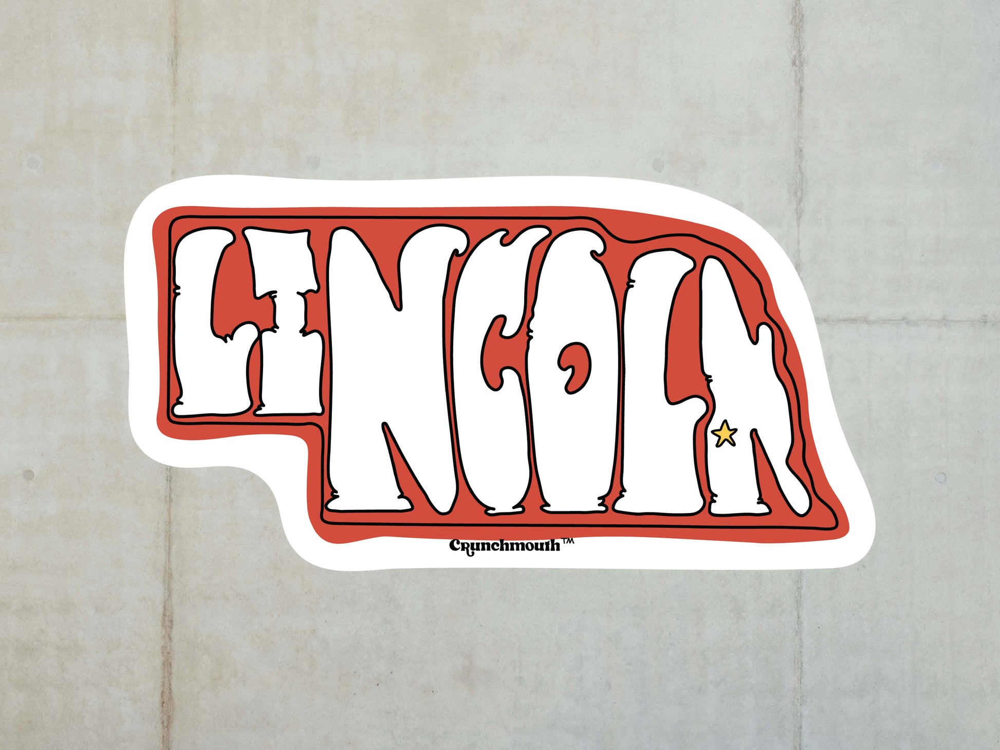 lincoln water bottle sticker, white tile wall background