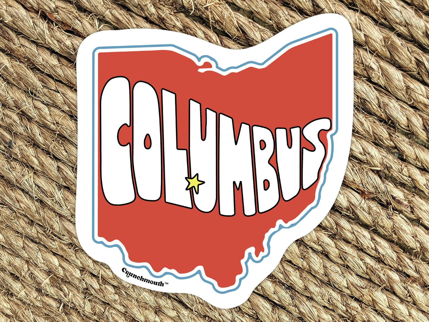 columbus oh water bottle sticker, woven rug background