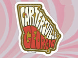 cartersville laptop sticker, pink swirl background