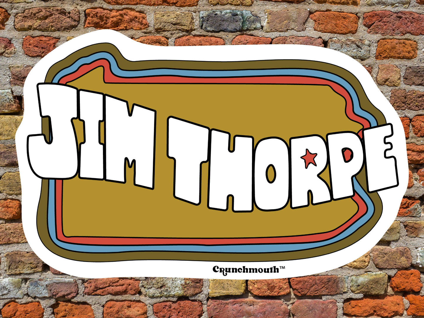 jim thorpe pennsylvania sticker, red brick wall background