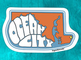 ocean city md laptop sticker, aqua background