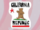 california republic sticker, pink swirl background