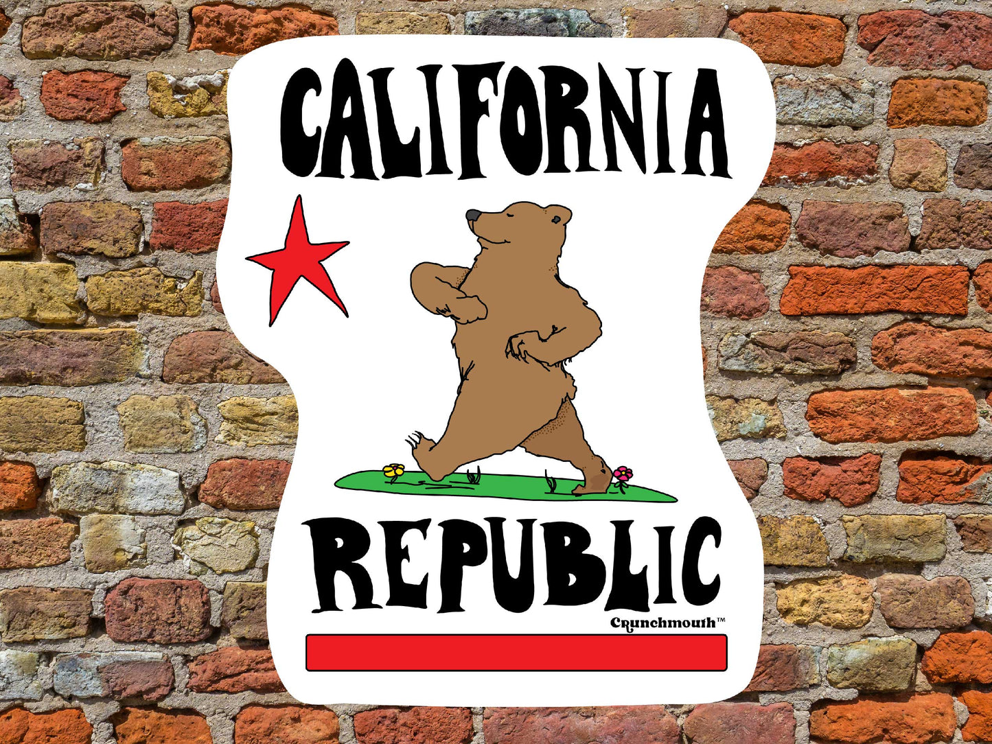 california republic sticker, red brick wall background