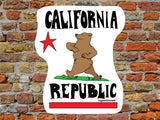 california republic sticker, red brick wall background