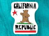 california republic sticker, aqua background