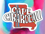 cape girardeau missouri water bottle sticker, colorful background