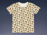 tap dancing squirrel pattern shirt for boys and girls, flat, front, starry night background