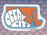 ocean city maryland laptop sticker, geometric pattern background