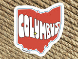 columbus oh water bottle sticker, woven rug background