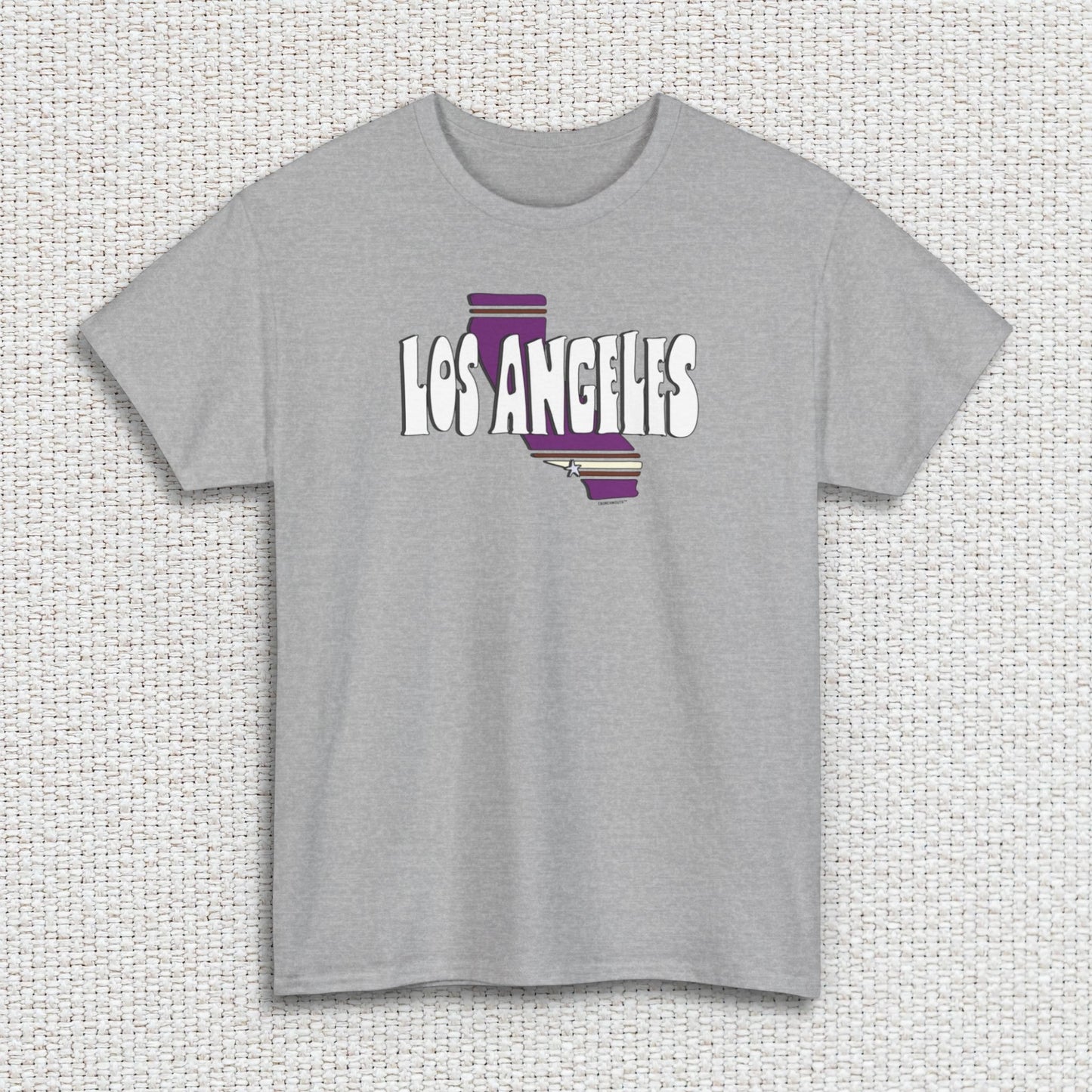 los angeles unisex shirt, sport grey color, white textured fabric background