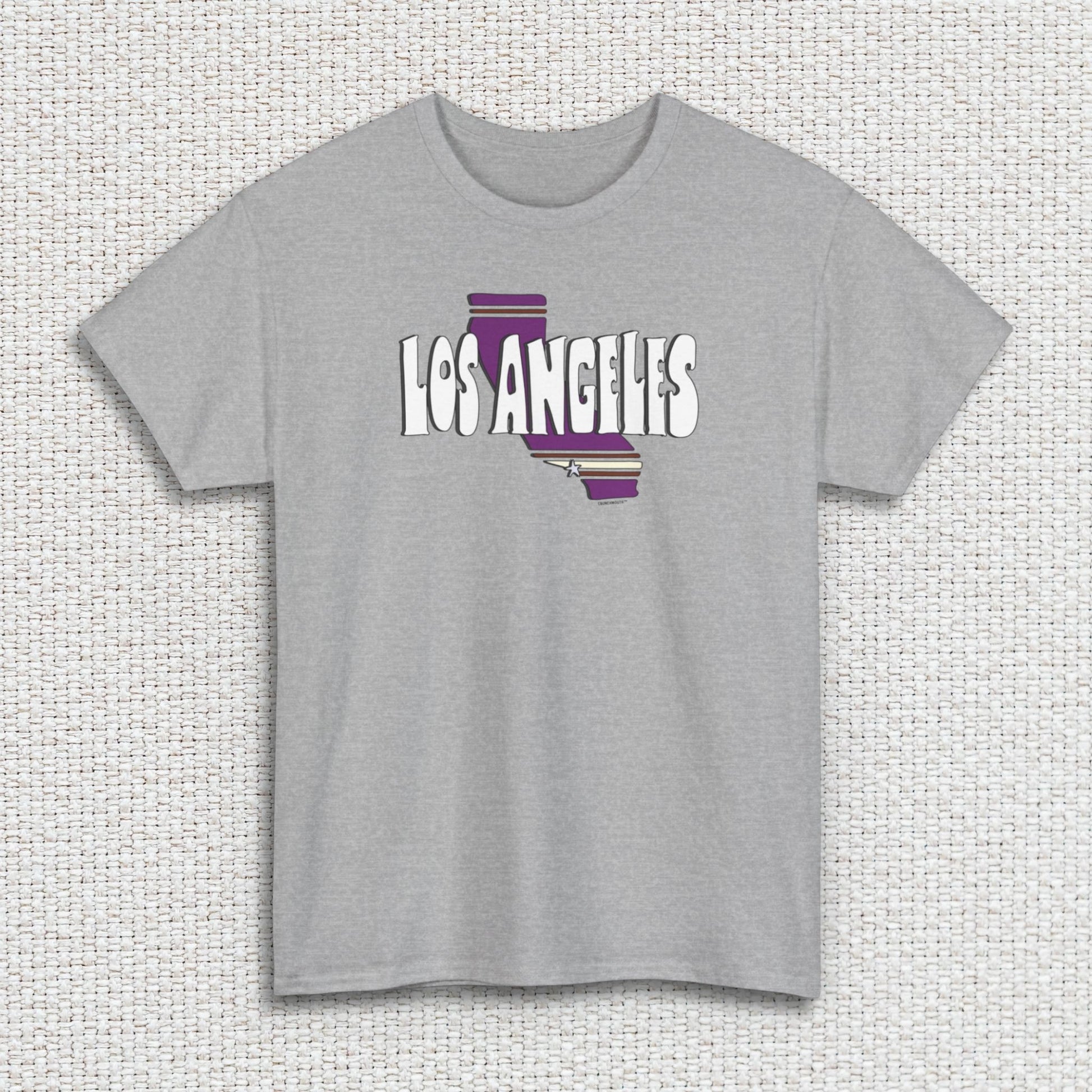 los angeles unisex shirt, sport grey color, white textured fabric background