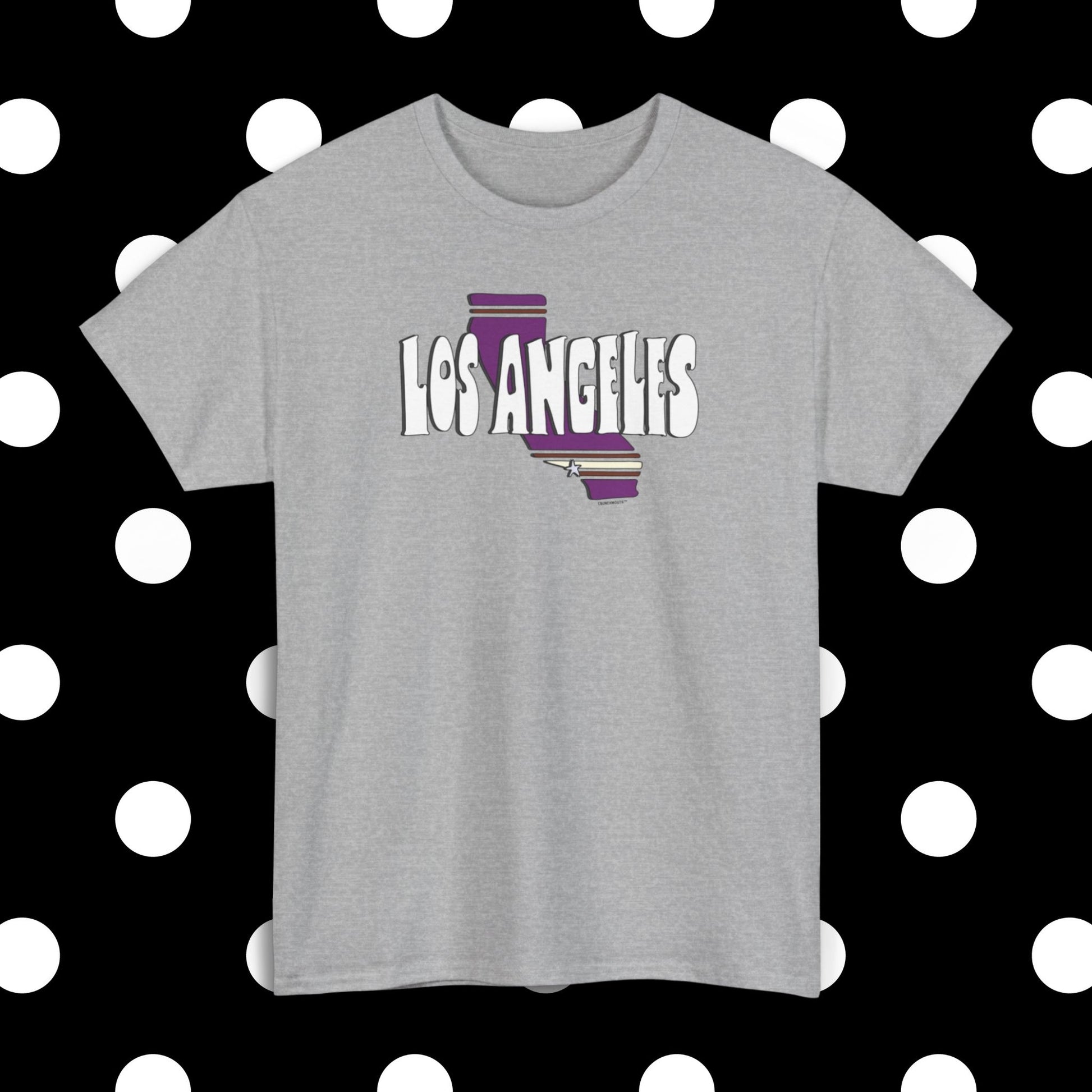 los angeles unisex shirt, sport grey color, polka dots pattern design background
