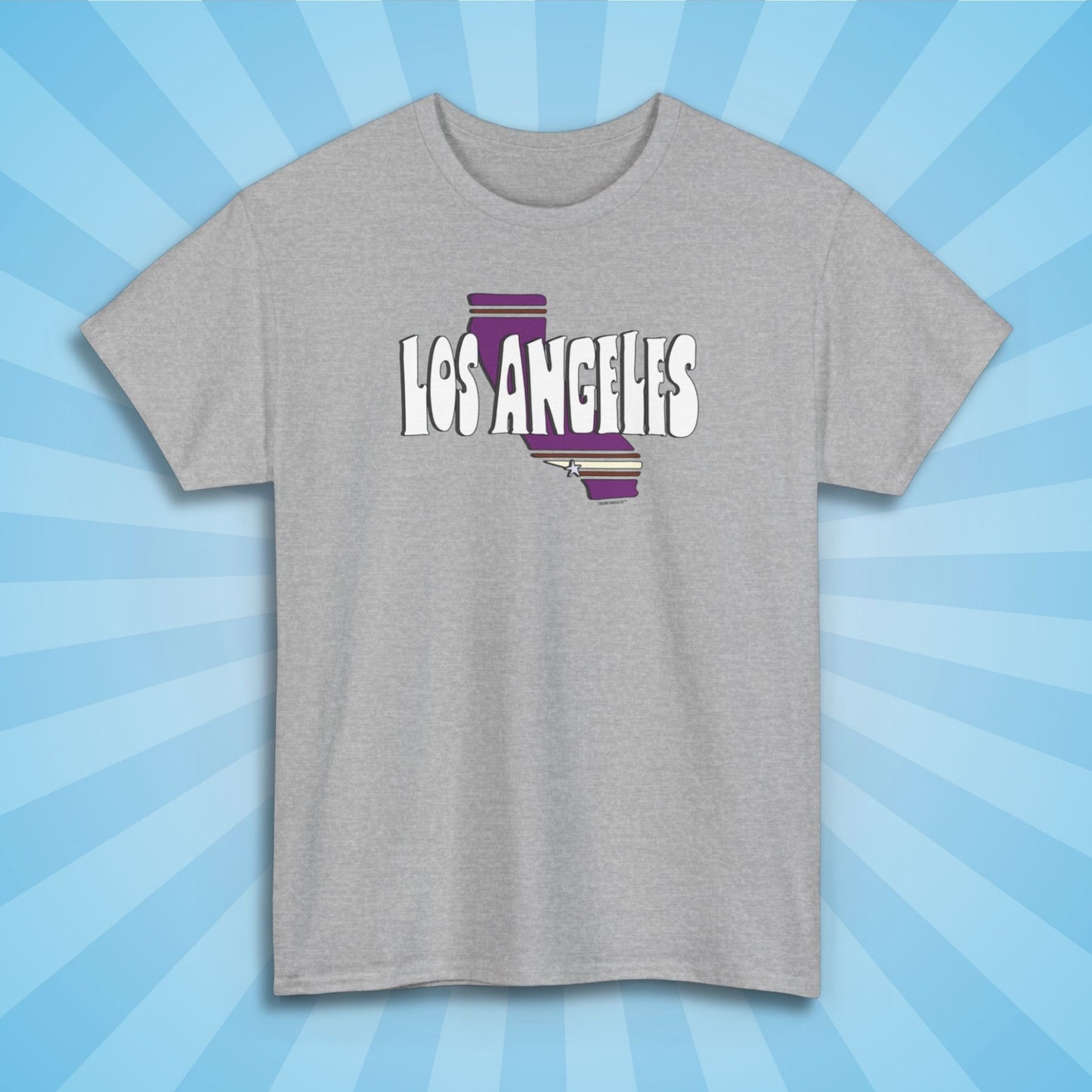 los angeles unisex shirt, sport grey color, sun rays design background