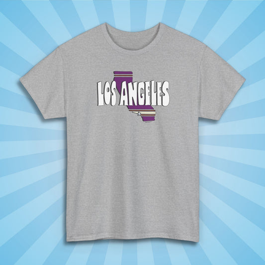 los angeles unisex shirt, sport grey color, sun rays design background