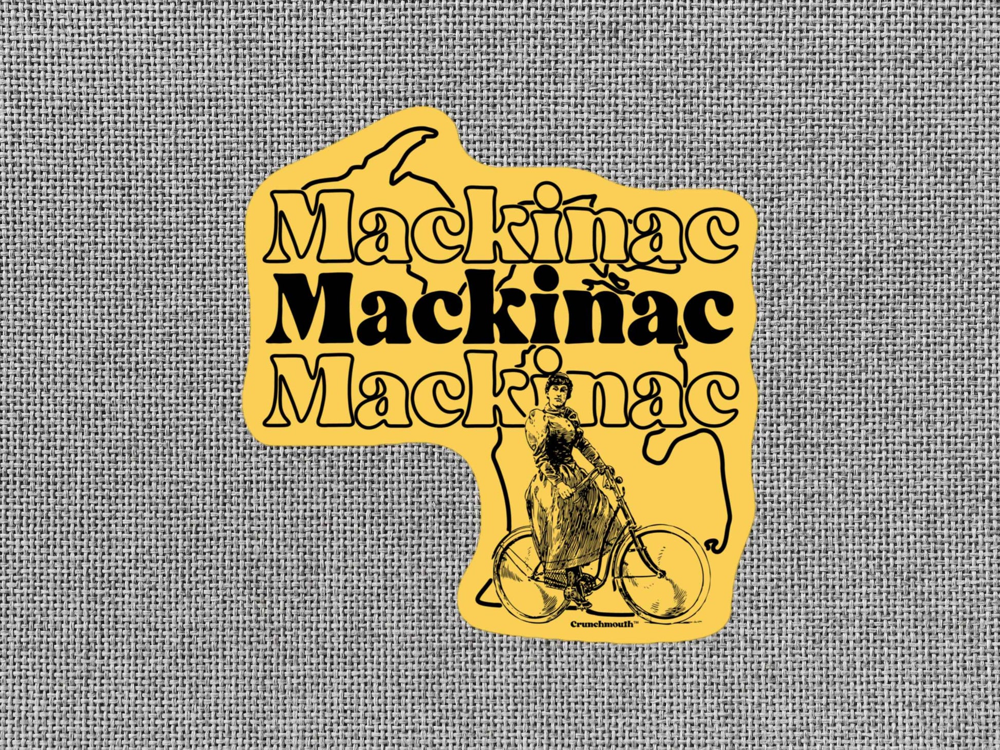 mackinac island sticker, gray textured background