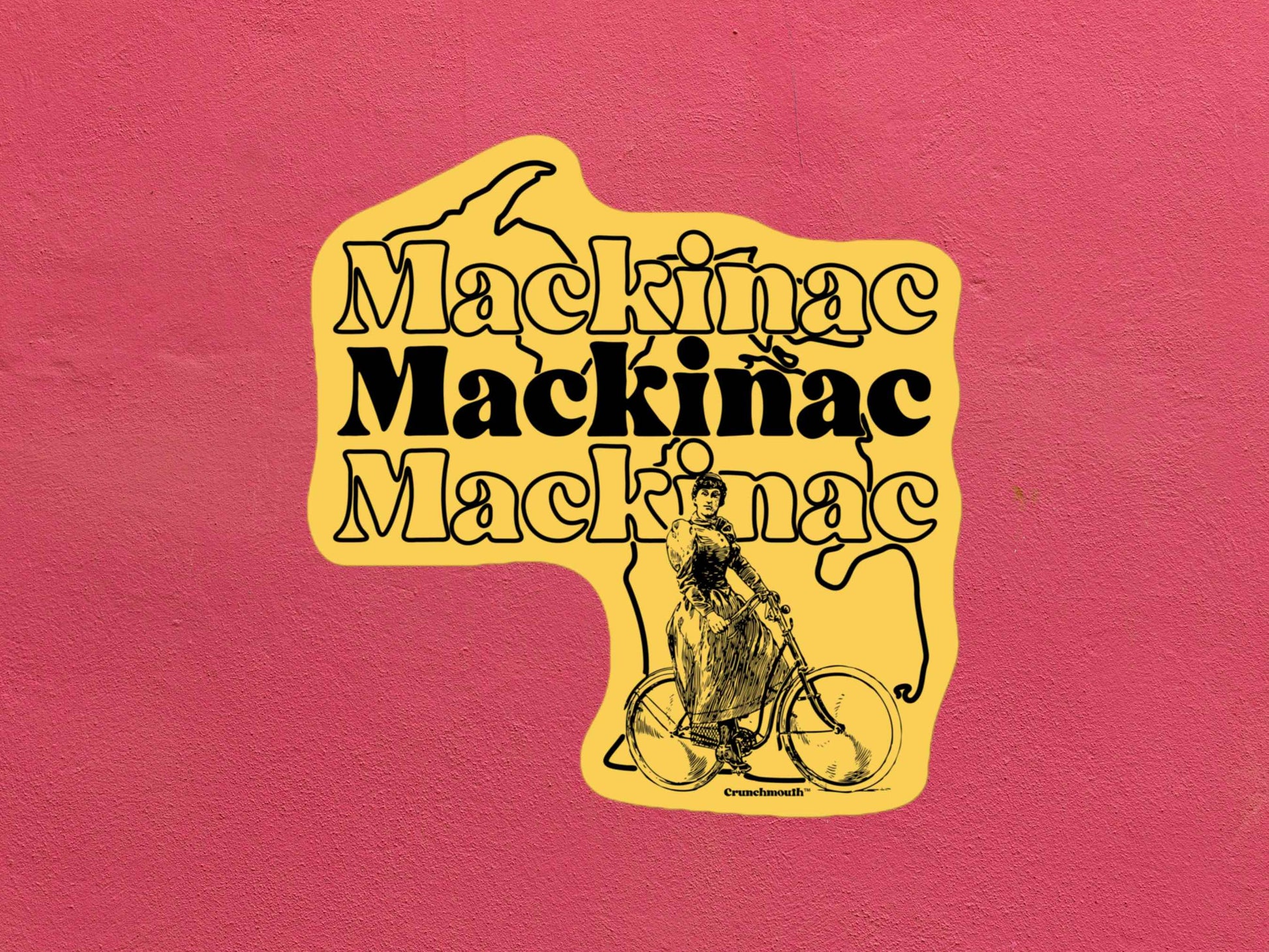 mackinac island sticker, rose textured background