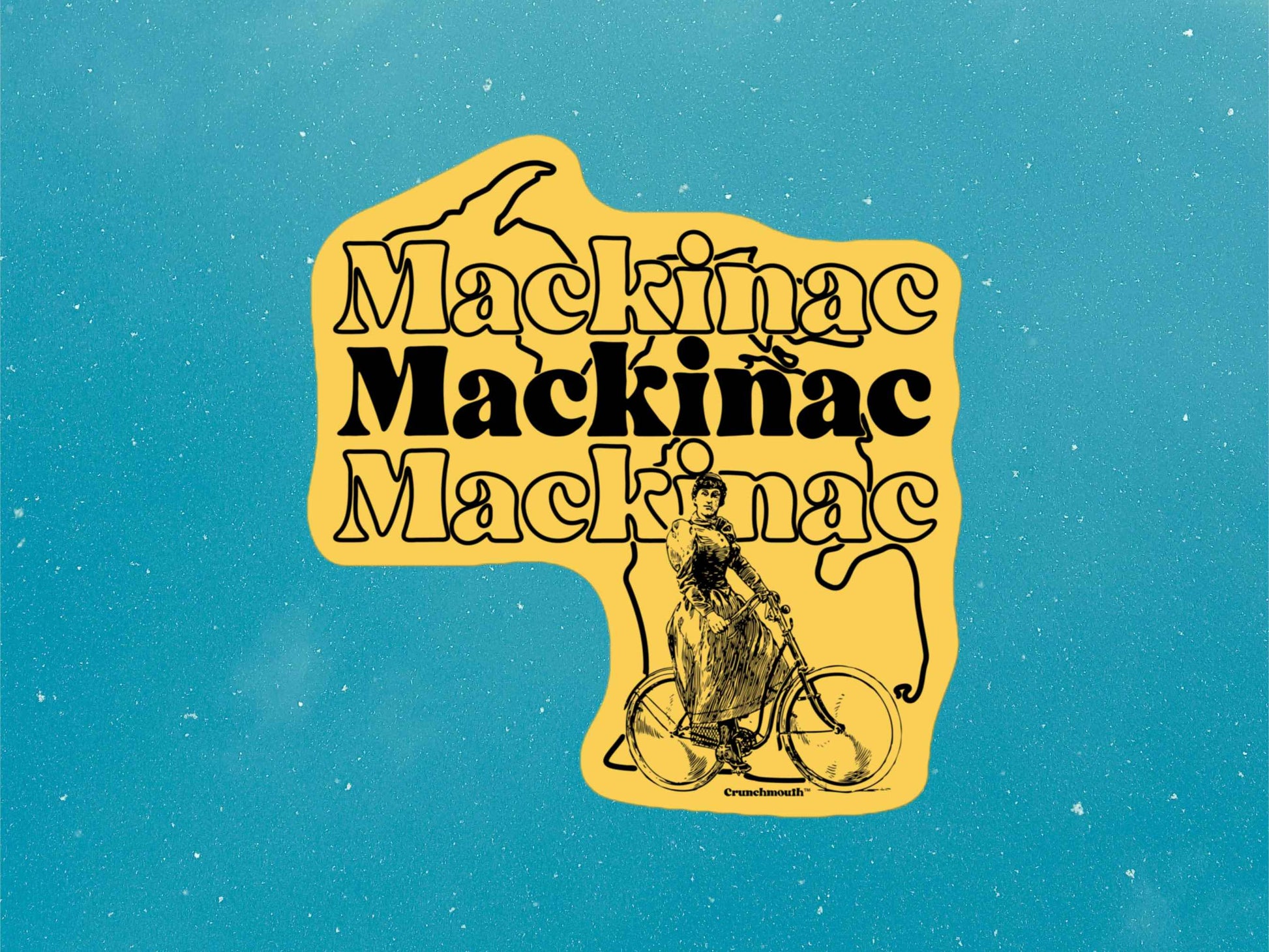 mackinac island sticker, blue sky background