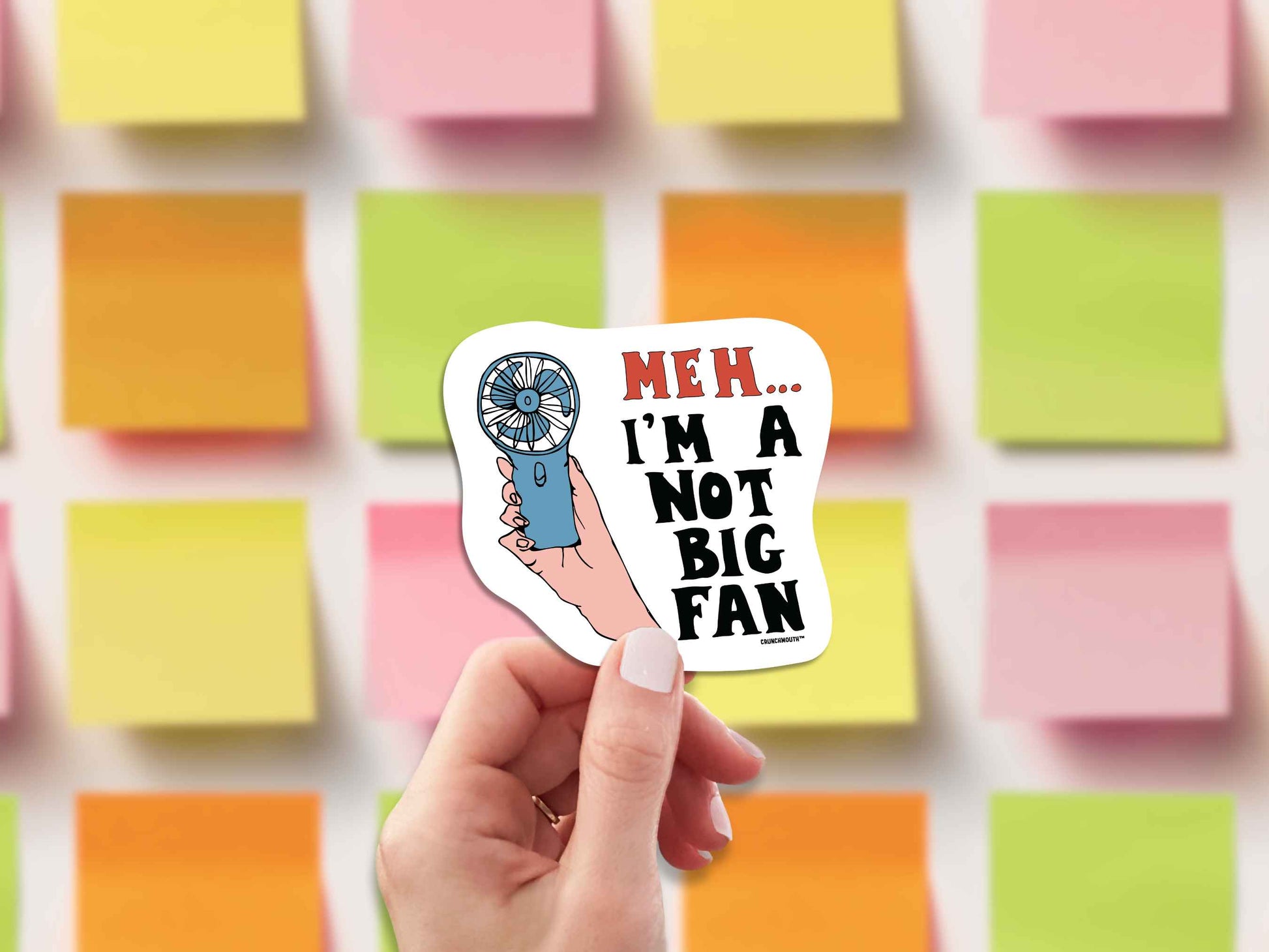 meh...i'm not a big fan sticker, hand display, sticky notes background