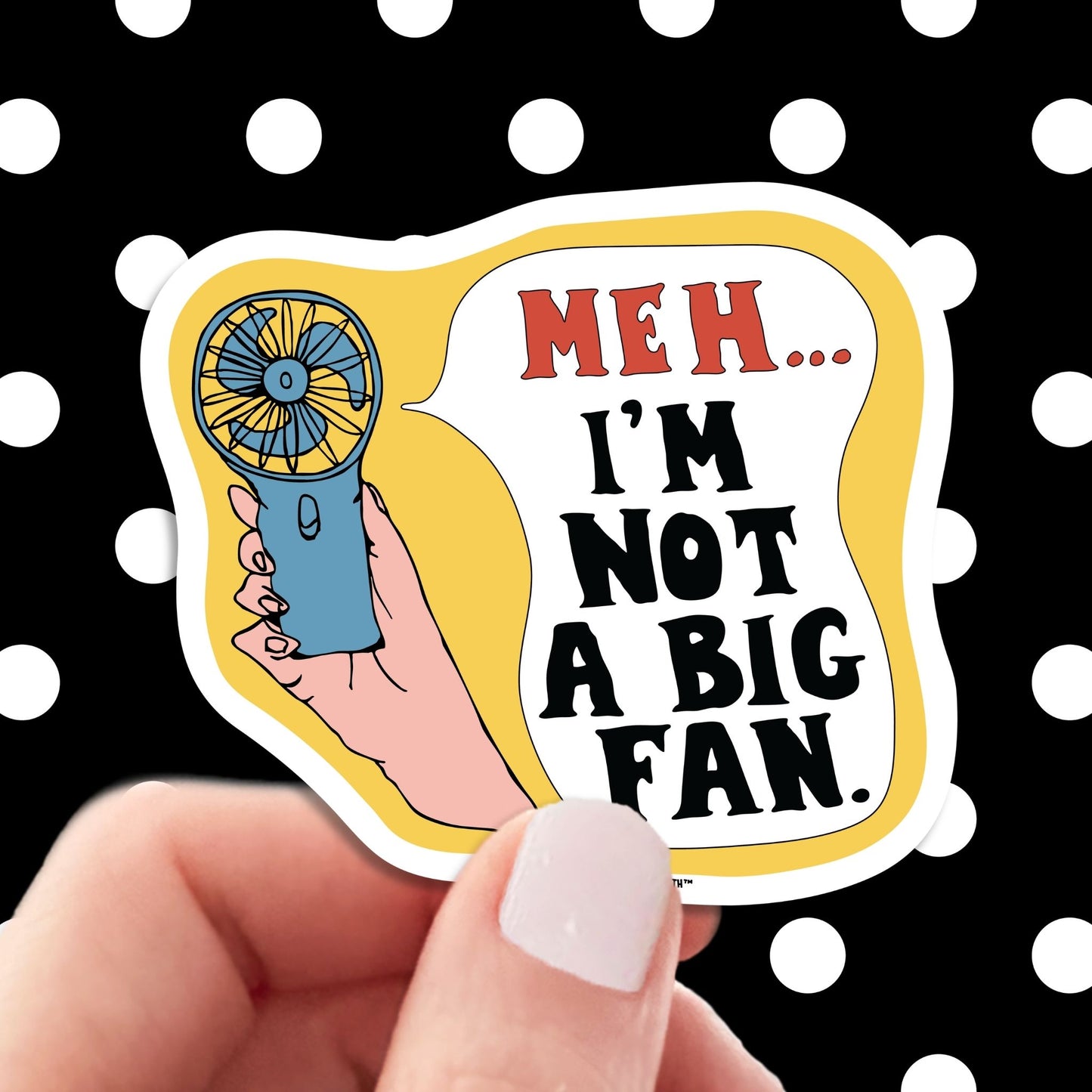 meh.... i'm not a big fan sticker, hand display, polka dots pattern design background