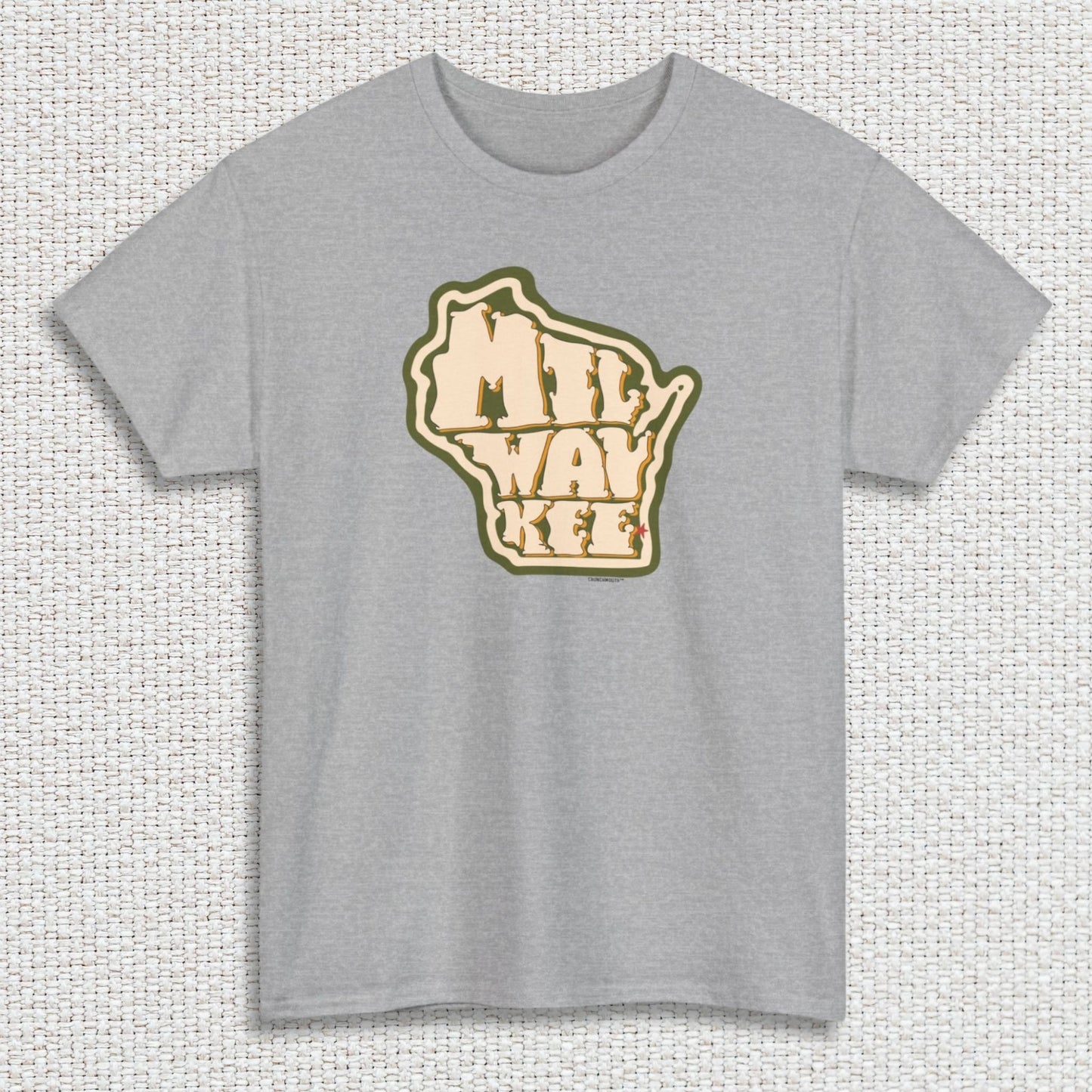 milwaukee shirt, sport grey color, textured fabric background