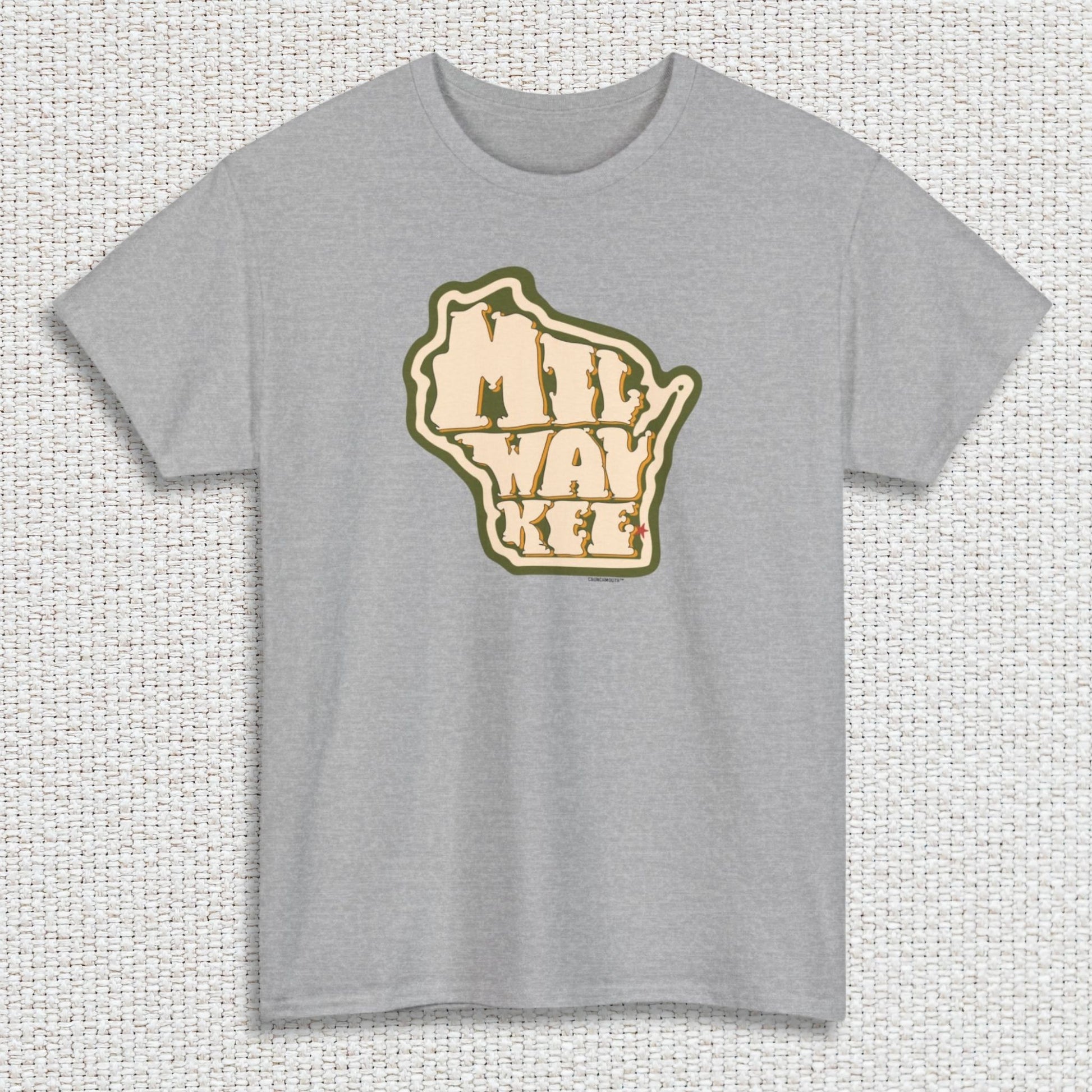 milwaukee shirt, sport grey color, textured fabric background