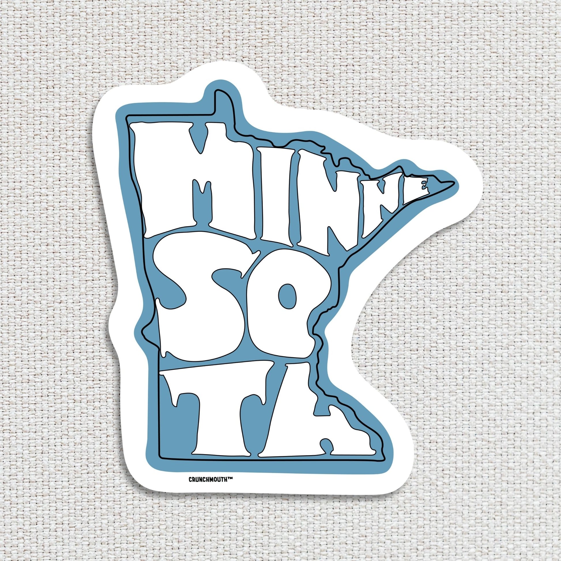 state of minnesota travel luggage sticker, textured fabric background