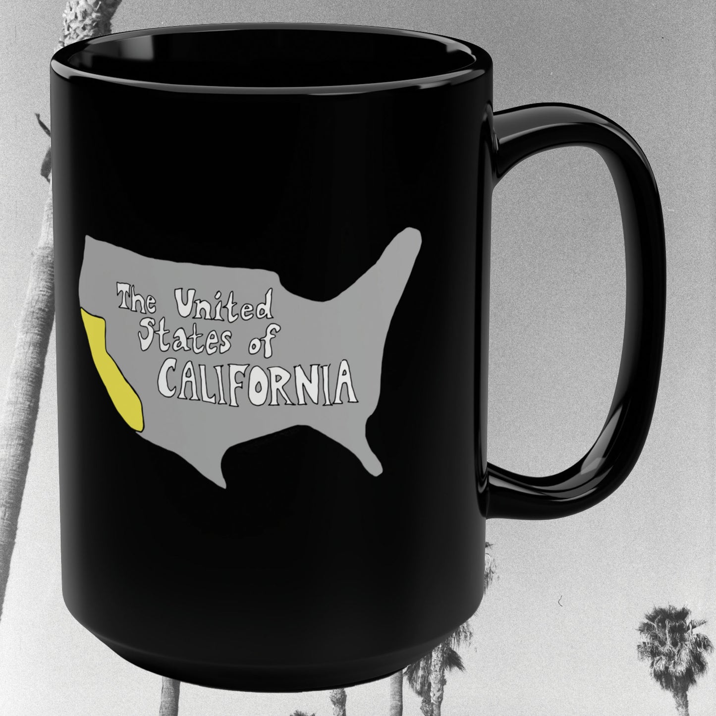 united states of california glossy black ceramic mug