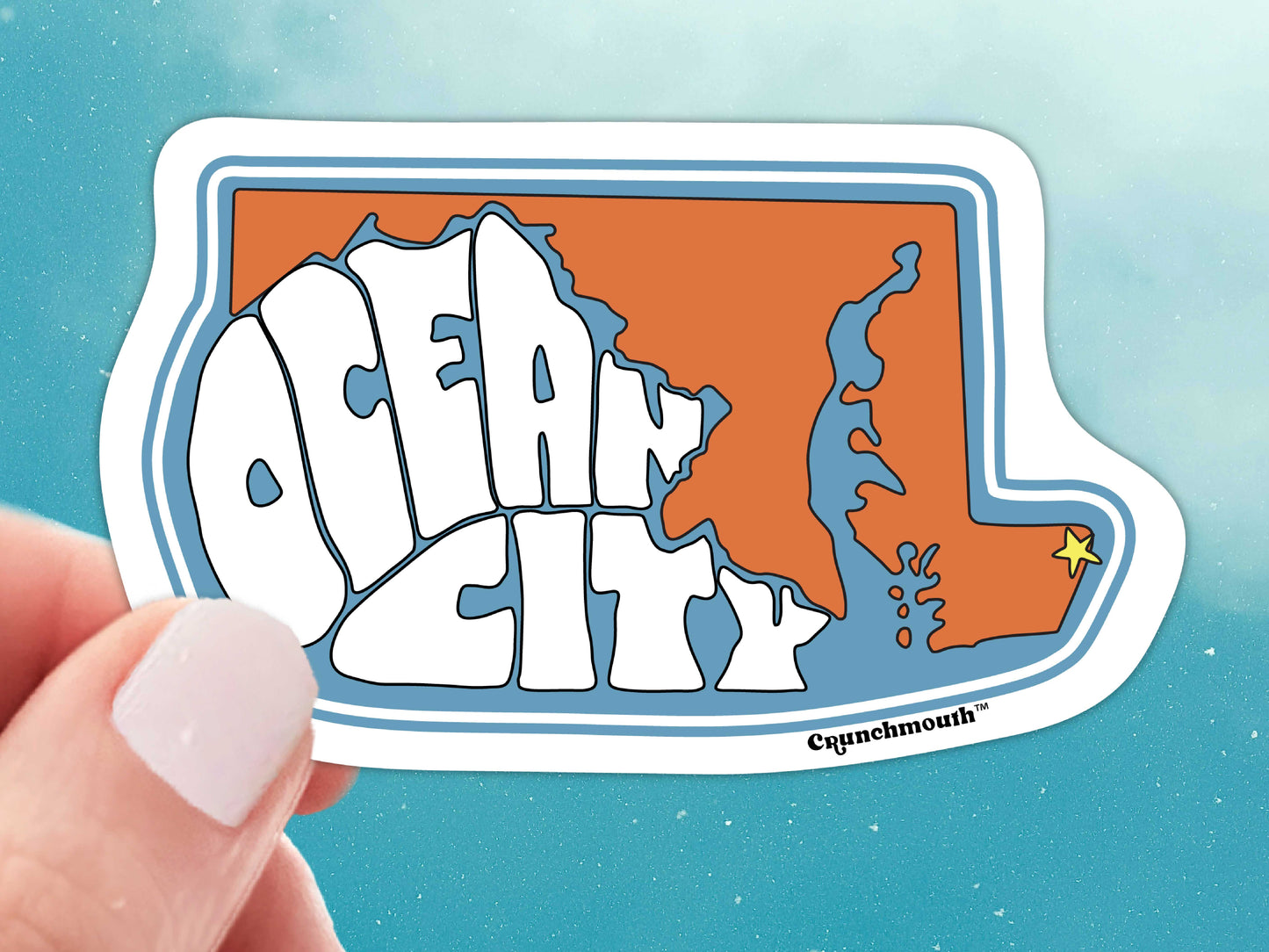 ocean city maryland laptop sticker, sky background