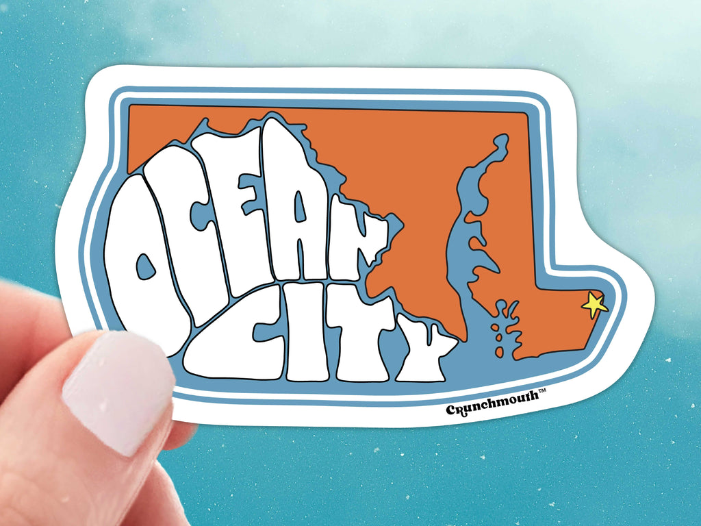 ocean city maryland laptop sticker, sky background