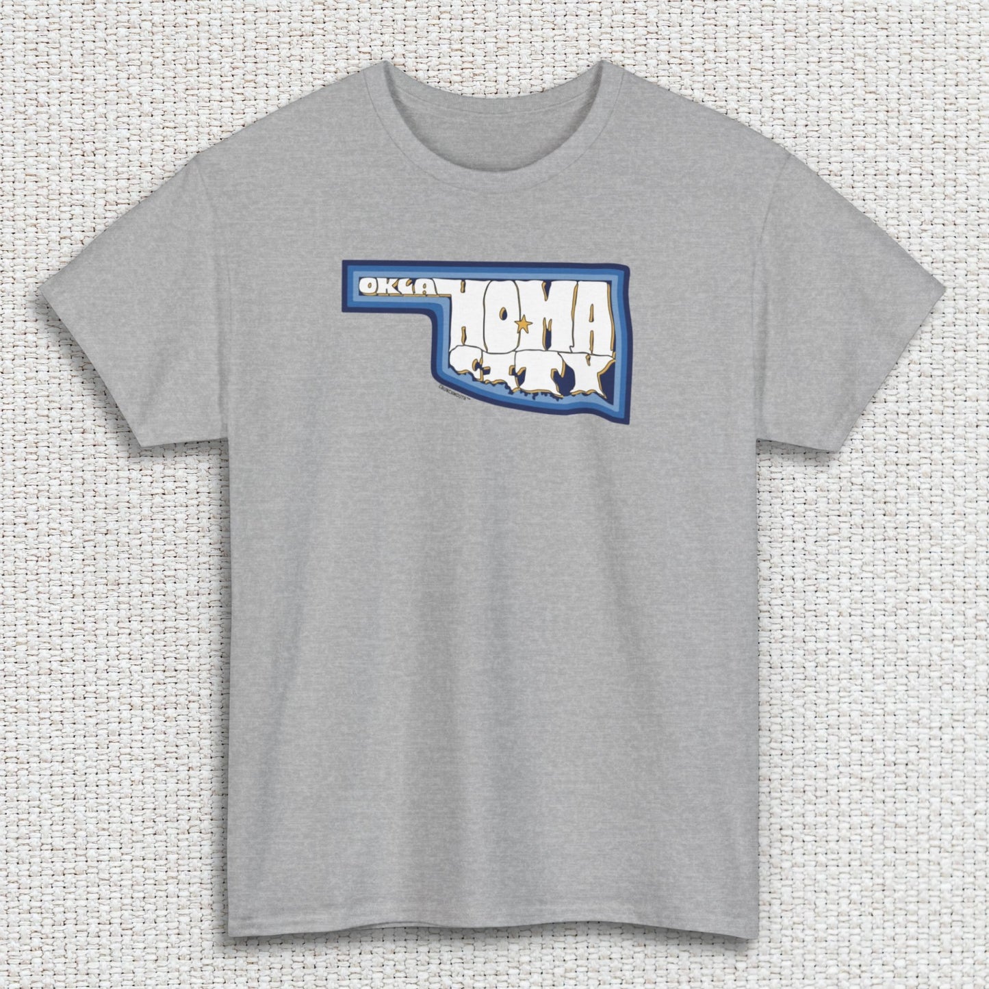 oklahoma city t-shirt, sport grey color, textured fabric background