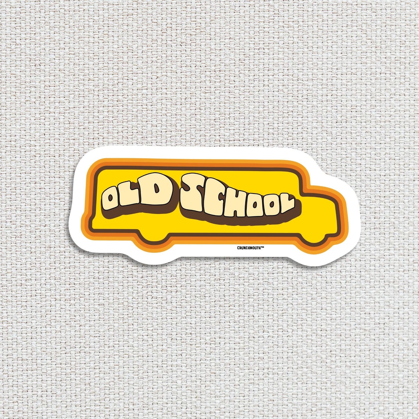 old school sticker, textured fabric background