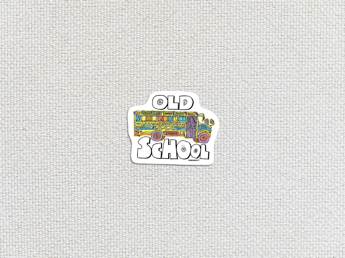 old school sticker, white textured background