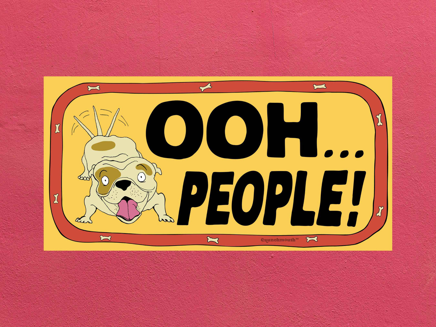 ooh people, ew people, funny dog sticker, rose textured background