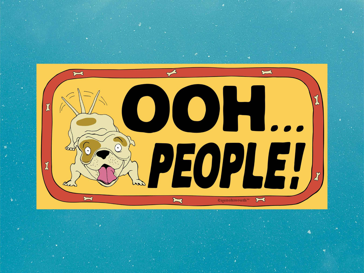 ooh people, ew people, funny dog sticker, blue sky background